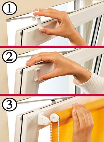 Fasten the blinds with spring brackets. A photo