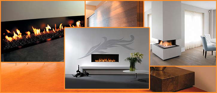 Electric, wood and gas fireplace